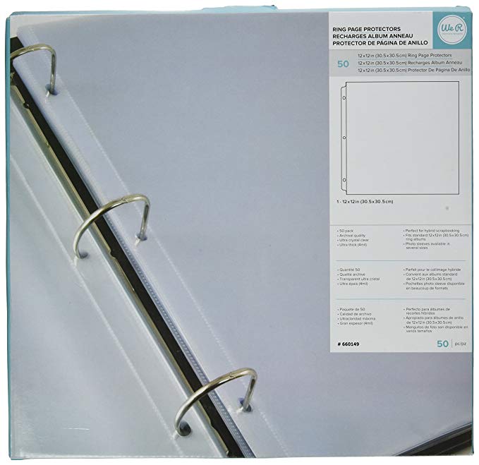 We R Memory Keepers Ring Page Protectors, 12 by 12-Inch, 50-Pack