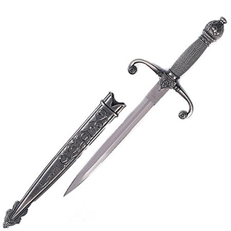 Fury Gothic Medieval Dagger Mini Sword with Ornate Metal Sheath, 16-Inch