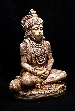Hand Carved Meditating God Hanuman Resin Idol Sculpture Statue Size 6"x4"