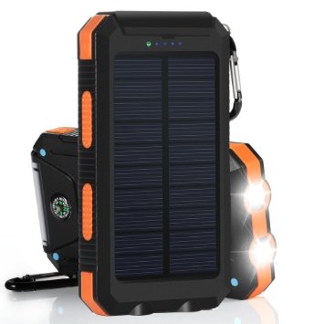 Sunyounger™ 20000mAh Portable SOS Compass Dual USB Port Camping Lights Mobile Power Bank Solar Charger Shockproof Waterproof Dustproof Solar Panel Portable Charger Backup External Battery Power Pack for iPhone 6 Plus 5S 5C 5 4S 4, iPad Air Mini, iPods(Apple Adapters not Included), Samsung Galaxy S5 S4 S3,Note 4 3 2, Nexus, HTC, Android Phones,Windows phone, Bluetooth Speakers, MP3, Tablets and Other Devices