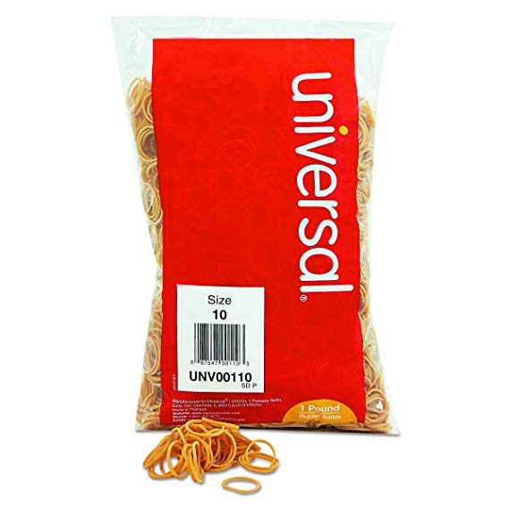 Universal 00110 Rubber Bands, Size 10, 1-1/4 x 1/16, 1lb Pack (Pack of 3400 Bands)