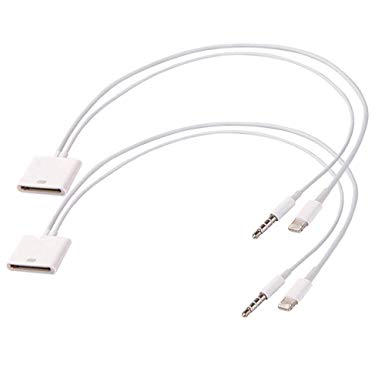 Lightning to 30-Pin Adapter 8-Pin to 30-Pin Charge & Sync Cable Adapter Converter for Apple iPhone 7, 7 Plus, 6S, 6S Plug, 5S, 5C, iPad (White)