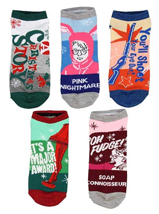 A Christmas Story Ralphie Ankle No Show Socks 5 Pair for Men or Women