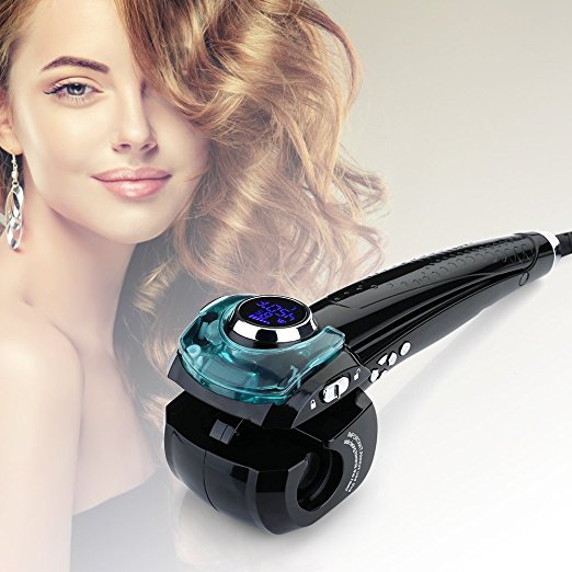 Homitt Ceramic Automatic Hair Curlers, Professional Automatic Curling Iron with Spray Function, LCD Display