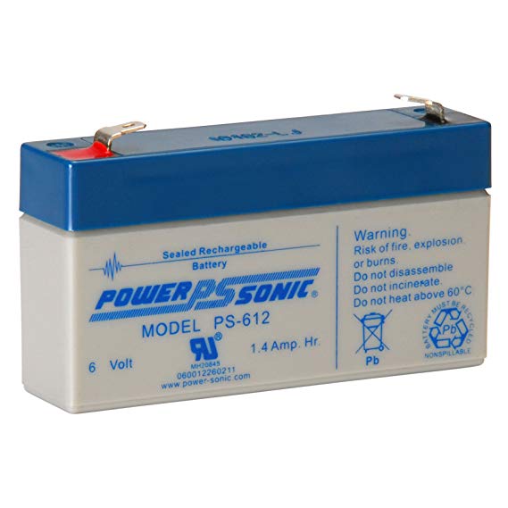 Power-Sonic PS-612 6 Volt 1.4Ah Rechargeable Sealed Lead Acid Battery