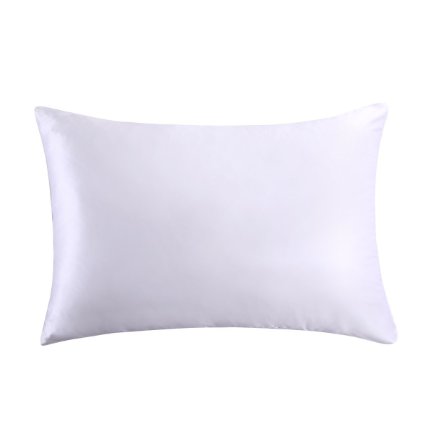 OOSILK Mulberry Silk Pillowcase with Hidden Zipper,Cotton Underside,Standard(20in x 26in) White 1pc