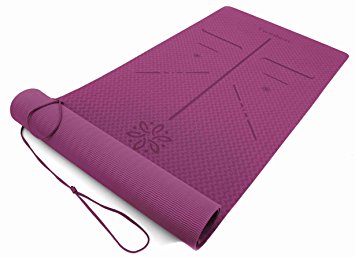 Ewedoos Eco Friendly Yoga Mat with Carry Strap and Bag, Alignment Guide Lines, ¼-Inch Thick High Density Padding To Avoid Sore Knees, Perfect for Yoga, Pilates and Fitness.
