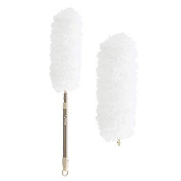 Eyliden Microfiber Duster with Extendable Adjustable Handle and Flexible Bendable Removable Washable Head, Include One Extra Duster Head