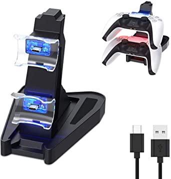 Chasdi PS5 Controller Charger USB Charging Station Dock for Dualsense Controllers