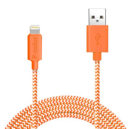 Lightning Cable 6 Ft iPhone 6S Charger F-color Long Apple MFI Certified Nylon Braided Lightning to USB Cable for iPhone 6S 6 Plus 5S 5C 5 iPhone SE 2016 iPad Air 2 3 Mini 2 3 4 iPad Pro Orange