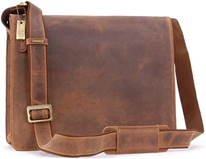 VISCONTI - 18548 Men's Leather Messenger / Shoulder Bag - Laptop Compatible for Work Bag - Harvard - Oil Tan