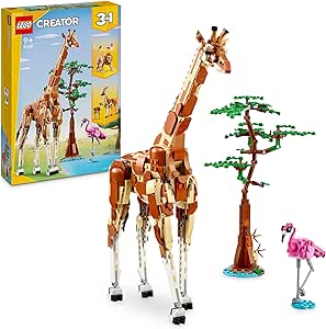 Lego Creator 3-en-1 Les Animaux Sauvages du Safari, Jouet avec Figurines d'animaux, Girafe, Gazelles et Lion, Set Animaux pour Filles et Garçons, Cadeau Nature pour Enfants de 9 Ans 31150