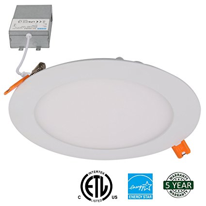 Hykolity 4" Ultra Thin LED Recessed Ceiling Light Dimmable Downlight with Junction Box 9W [60W Equivalent] 3000K Warm White 560lm ETL Listed