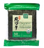 ONE ORGANIC Sushi Nori Premium Roasted Organic Seaweed 50 Sheets