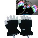 Luwint Flashing Finger Lighting Gloves LED Colorful Rave Gloves 7 Colors Light Show Color Box and Greeting Card Black and White