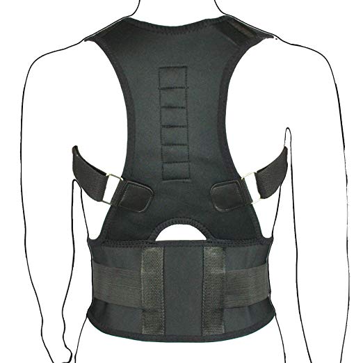 Provectus Posture Corrector Back Support - Neoprene Magnetic Shoulder, Back & Lumbar Support - Discreet under Clothing - Breathable & Adjustable Waist Belt Strap - Suitable to wear both at your desk or at the gym - Used for Posture Correction, Prevent Slouching, Back Pain / Injury, Arthritis, Osteo-Arthritis, Round Shoulder, Shoulder Pain, Bad Back, Back Aches etc.