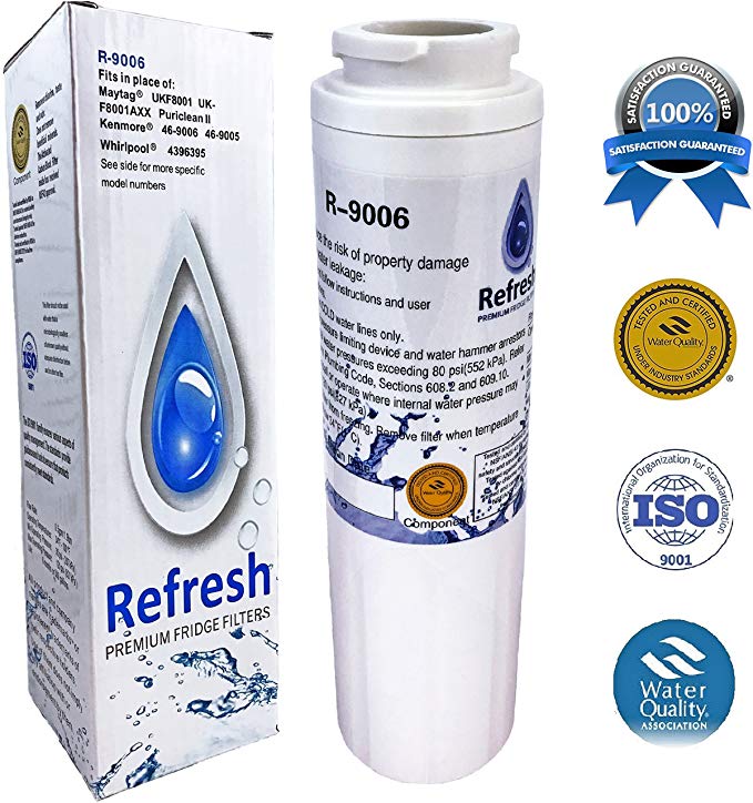 Refresh UKF8001 for Maytag PUR FILTER 4 - Whirlpool EDR4RXD1, Everydrop Filter 4, UKF8001AXX-750, 4396395, PuriClean II, and Kenmore Filters 469006, 46 9006, 9006 (1)