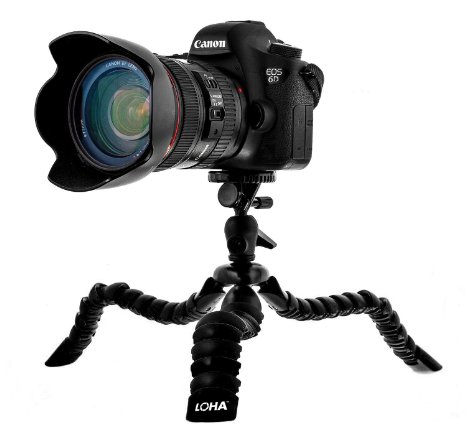 LOHA Flexible Tripod for DSLR Camera, Mirrorless, and SLR Zoom | Ball Head and Level Bundle with Photography Guide