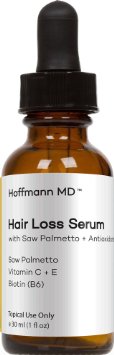 Hoffmann MD - Premium Hair Loss Serum with Natural DHT Blockers  Includes Biotin  Saw Palmetto  Caffeine  Chemical and Fragrance Free 1 Ounce 1 Month Supply