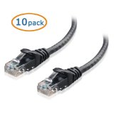 Cable Matters 10-Pack Cat6 Snagless Ethernet Patch Cable in Black 7 Feet