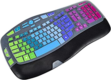Keyboard Cover Compatible with Logitech K350 MK550 MK570 Wireless Wave Keyboard, Logitech K350 MK550 MK570 Keyboard Protector Skin - Rainbow