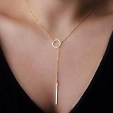 1Pc Gold Women Metal Ring Stick Pendant Charming Necklace