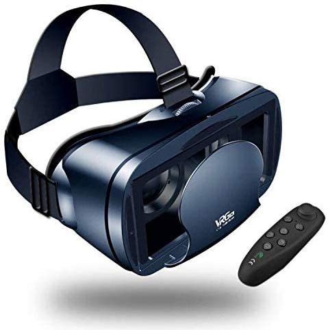 【NEWEST】3D VR Headset With Remote Controller,VR Glasses,VR Goggles -Compatible for iph X 7/7 /6s/6  /6/5, Samsung Galaxy, Huawei, Google, Moto & All Android Smartphone 5,0-7,0inches & Adjustable Eye Care System（Black)