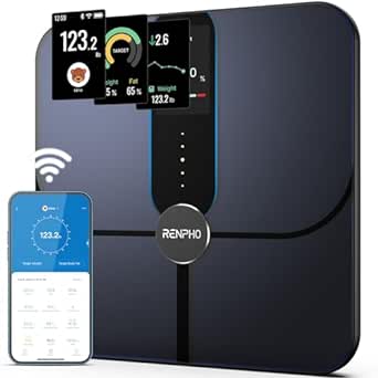 RENPHO Smart Scale, Body Fat Scale with TFT LCD, Scale for Body Weight with 18 Metrics, Wi-Fi Scale with BMI, Muscle Mass, Rechargeable, Elis Nova