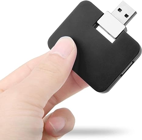 USB Hub 2.0 Mini Creative U Shape Hub with 4-Port USB for PC Laptop USB Data Transfer, Black
