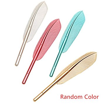 4PC Kawaii Feather Gel Ink Rollerball Pens, SUPPION Creative Stationery Student Gift 0.38mm