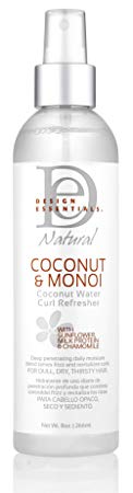 Design Essentials Coconut Water Curl Refresher for Instant Curl Revitalization-Coconut & Monoi Collection, 8oz.