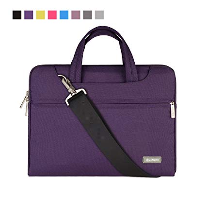Qishare 11.6-12 Inch Laptop Bag Multi-functional Polyester Fabric Laptop Case,Adjustable shoulder strap&Suppressible Handle,Portable Sleeve Briefcase(11.6-12'', Purple)