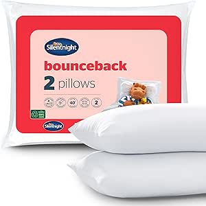 Silentnight Luxury Bounceback Pillows – Soft Medium Support Hotel Quality Bed Pillows with Luxury Stitching and Bouncy Fibres Back Front Side Sleeper - Hypoallergenic and Machine Washable