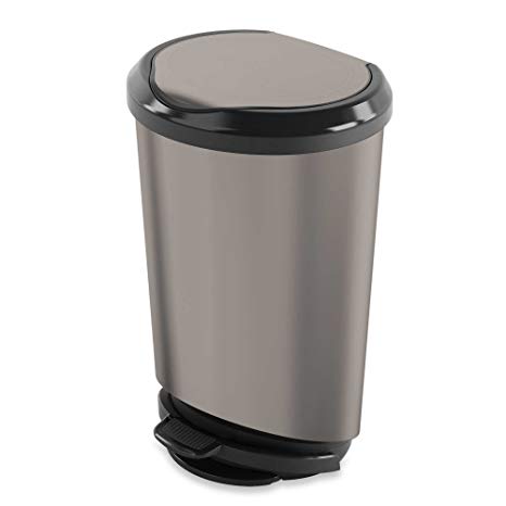 Trash Can 40-Liter Step-On with Strong Plastic Bag Holder with 10.5 Gal Capacity, 100 Percent Polypropylene. Nickel Finish (1, Nickel)