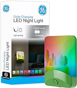 GE Color-Changing LED Night Light, Forest Design, Plugs Into Wall, Dusk To Dawn Sensor, For Kids Adults Bedroom Bathroom, Play Room, Nursery, 1 pack, 52711