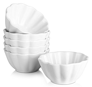 DOWAN 4 oz Porcelain Ramekins/Souffle Dish/Dipping Bowls, Set of 6, White