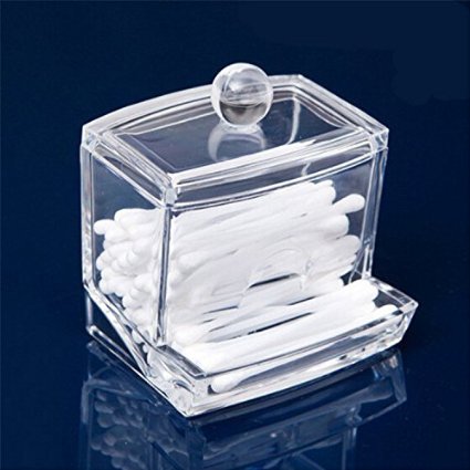Clear Acrylic Swab Storage Case, Organizer For Cotton Swabs, Q-Tips, Make Up Pads, Cosmetics & More - For Bathroom & Vanity By AcryliCase