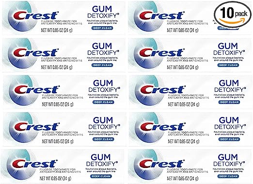 Crest Gum Detoxify Toothpaste, Deep Clean, Travel Size, 0.85 oz (24g)- Pack of 10