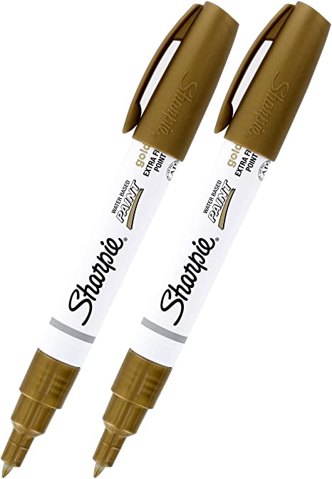 Sharpie 35532 Gold Paint Marker, Oil Based Ink, Extra Fine Point, Pack of 2