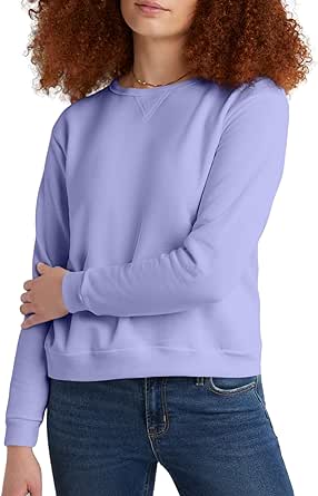 Hanes Womens Ecosmart V-Notch Crewneck Sweatshirt, Fleece Pullover Sweatshirt For Women