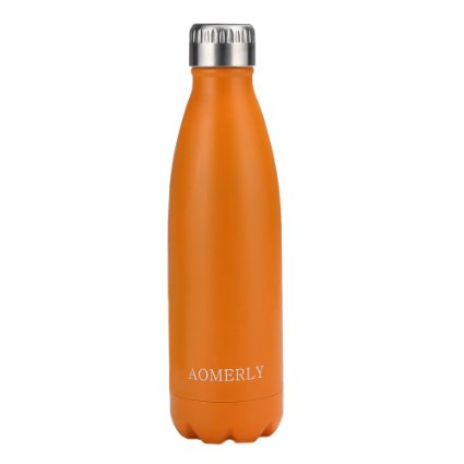 AOMERLY Insulated Stainless Steel Water Bottle - Ice Cold 24 Hours! Vacuum   Copper Technology - 17 Ounce