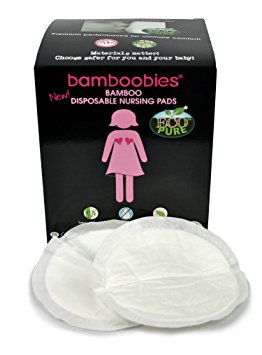 Bamboobies Premium Ultra Thin Disposable Nursing Pads - Super Soft Bamboo Viscose - Breathable Milk-Proof Backing - Eco-Friendly - 60 Disposable Nursing Pads