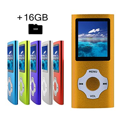 Tomameri-Portable MP3 / MP4 Player with Rhombic Button, Including a 16GB Micro SD Card and Support up to 32GB, Compact Music & Video Player, Photo Viewer, Video and Voice Recorder Supported-Orange