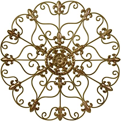 SALE! 24" Hand Made Metal Iron Wall Medallion, Home, Room Decoration Home Decor 100% Lead Free Paint, Bronze Color. Gift yourself or a LOVED one!