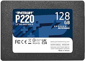 Patriot P220 SATA 3 128GB Internal Solid State Drive 2.5” - P220S128G25