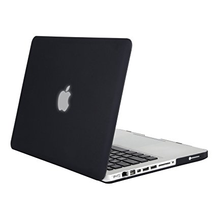 MOSISO Plastic Hard Shell Snap On Case Cover for Old MacBook Pro 13 Inch with CD-ROM (Model: A1278, Version Early 2012/2011/2010/2009/2008), Black