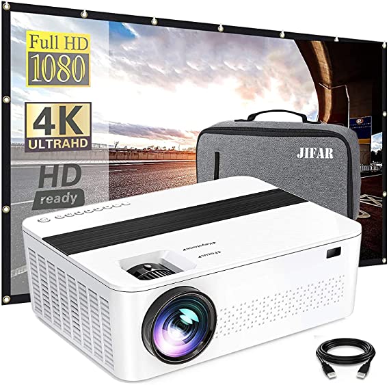 Native 1080p Projector 4k with Carrying bag ,9000 lux Projector for Outdoor Movies with 450"Display,Support 4K Dolby & Zoom,100000 hrs Life,Indoor & Outdoor Projector Compatible with TV Stick,HDMI,VGA.USB,Smartphone,PC