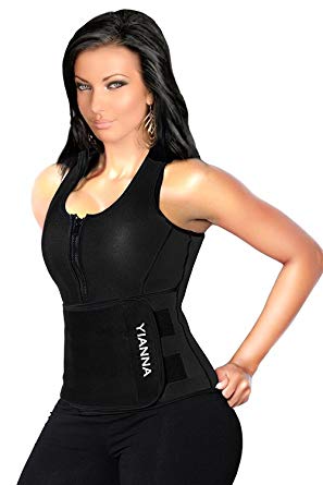 YIANNA Sweat Neoprene Sauna Suit Tank Top Vest with Adjustable Shaper Waist Trainer Belt