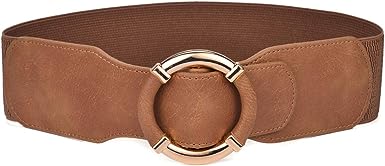 Beltox Women Elastic Belt Dress Stretchy Wide Waist Vintage Thick Cinch PU Leather