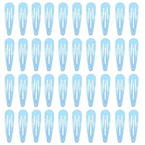 40 Counts Blue Color Metal Snap Hair Clips 2 Inch Barrettes for Women Accessories